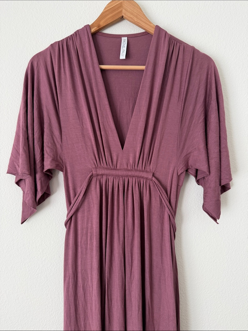 Rachel Pally beautiful and flowy mauve v-neck modal maxi dress, women's XS